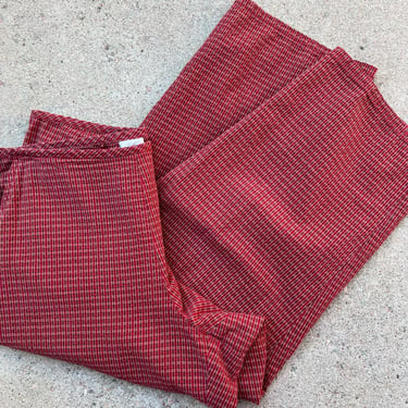 Emma James 90s Red Soft Cotton Plaid Roll Up Wide Leg Summer Pants 14 