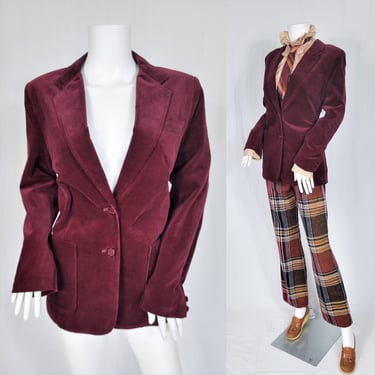 1970's Burgundy Velvet Balzer I Suit Coat I Jacket I Sz Med I Partners 