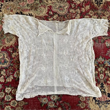 Antique 1910’s ‘20s ivory net lace blouse | romantic vintage top, XS 