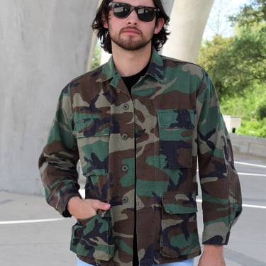 Vintage Camo Shirt Jacket, XS Men, Army Jacket, cotton blend shacket 