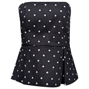 Alice & Olivia - Black & White Polka Dot Strapless Peplum Top Sz 6