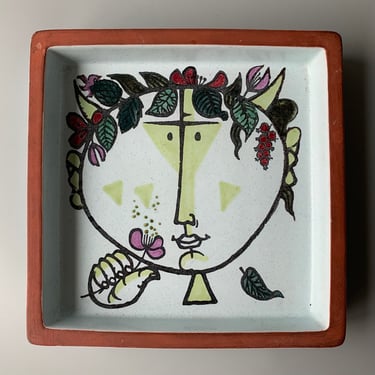 Stig Lindberg Ceramic Karneval Square Dish Gustavsberg 