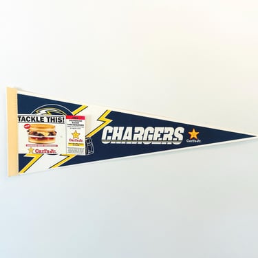 Vintage San Diego Chargers Carl's Jr. Promotion NFL Pennant 
