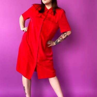 1990s Red Shirt Dress, sz. 3X
