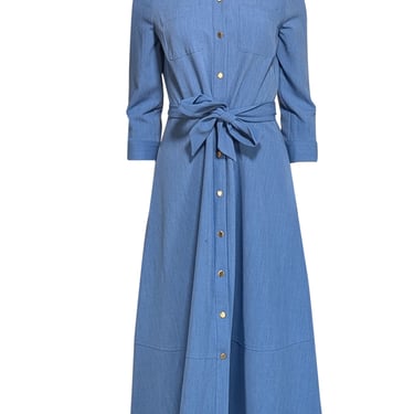 Shoshanna - Blue Belted Midi Shirtdress Sz 6