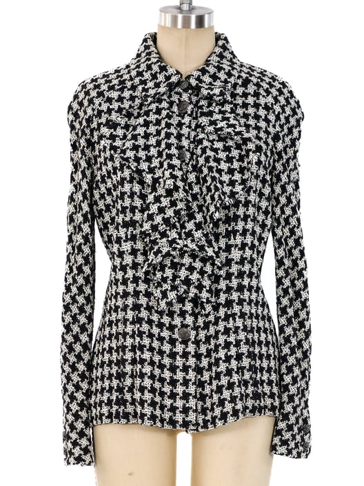 Chanel Houndstooth Ruffled Top