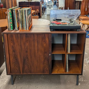 Rosewood tambour door Vinyl storage media cabinet - 082406