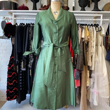 vintage 1990s green silk dress with pockets, bigio collection, 90s fashion y2k 