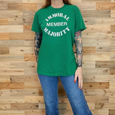 70's Paper Thin Immoral Majority Member Vintage Tee Shirt 
