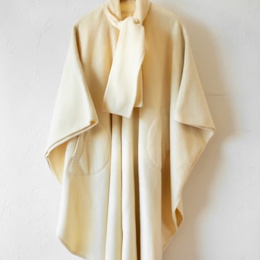 Vintage Botany 500 White Wool Cape with Scarf S/M