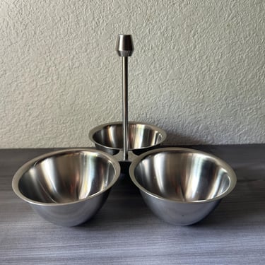 Vintage Serving Tray Condiment Caddy Party Tray Oneida Divided Tray Mid Century Modern Stainless Steel, Oneida Three Section Condiment Tray 