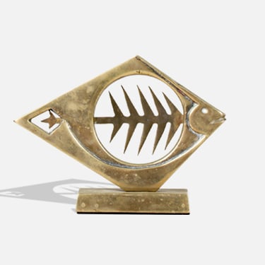 Mid-Century Modern Brass Fish Sculpture 
