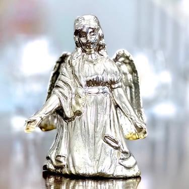 VINTAGE: Silver Ceramic Angel Figurines - Manger - Nativity Figurines - Replacement - SKU 00040106 