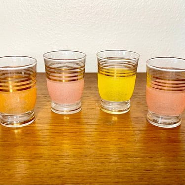 Vintage 1950s Set of 4 Mid Century Shot Glasses 