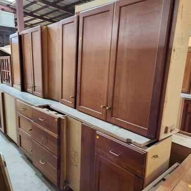 13 Piece Set of Stained Kitchen Cabinets