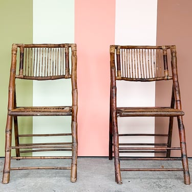 Pair of Bamboo Folding Chairs