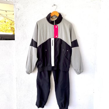 Vintage 80s 90s Le Coq Sportif Windbreaker Jacket Track Pants Set Outfit 