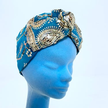 Teal Glamour Turbanette by April Madden
