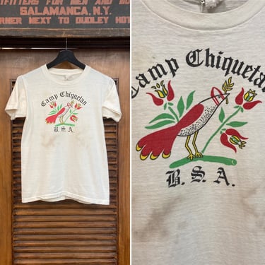 Vintage 1960’s Boy Scouts BSA Camp Cartoon Nature Bird T-Shirt, 60’s Tee Shirt, Vintage Clothing 
