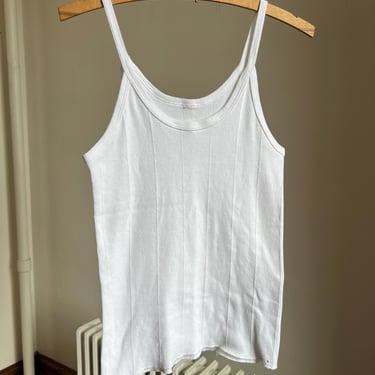 70’s vintage white ribbed tank top with think straps 