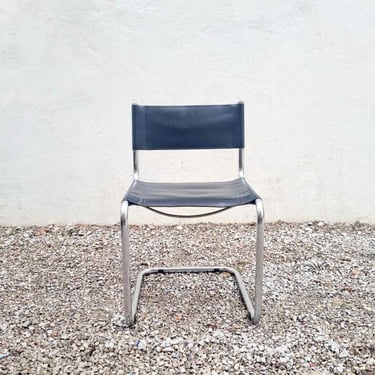Mid Century Modern Mart Stam Cantilever Chair / Office Chair / Dining Chair / Bauhaus / Retro Chair / Post Modern / Leather / Italy / '70s 