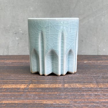 Porcelain Ceramic "Stealth Peak" Cup  - Matte Sand Halo Glaze 