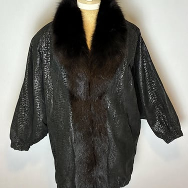 Y2K vintage snakeskin print fox fur coat sz L / 2000
