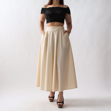 Vintage Ivory Bias Cut Wool Skirt - W25