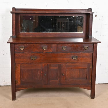 Stickley Brothers Mission Oak Arts &#038; Crafts Sideboard or Bar Cabinet, Circa 1900