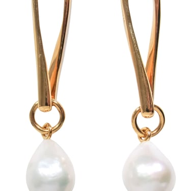 Missoma- Baroque Pearl Twisted Drop Earrings