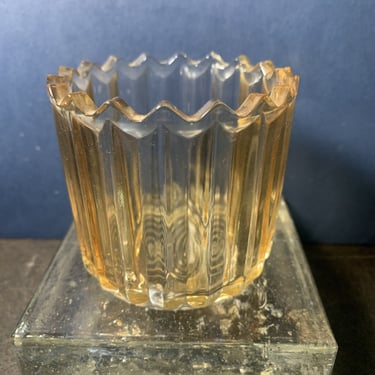 Vintage Iridescent Marigold Spooner/ Votive Candleholder with Sawtooth Mouth 