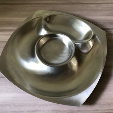 Cultura of Sweden vintage Scandanavian Modern stainless steel serving platter 