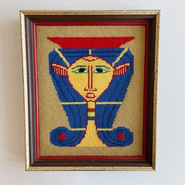 Framed Egyptian Pharaoh Needlepoint
