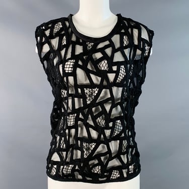 IRO Size S Black Lace Mesh Sleeveless Crew Neck Casual Top