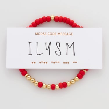 ILYSM Morse Code Bracelet, Anniversary Gift, Bead Bracelet with Hidden Message, Stretch Bracelet, Birthday Gift for Wife 