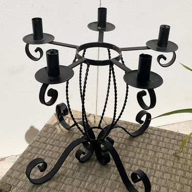 5 Candle Black Iron Candleholder