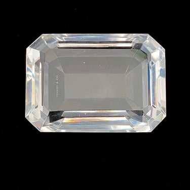 Vintage Tiffany & Co Art Glass CRYSTAL Faceted Emerald Cut Diamond Paperweight 