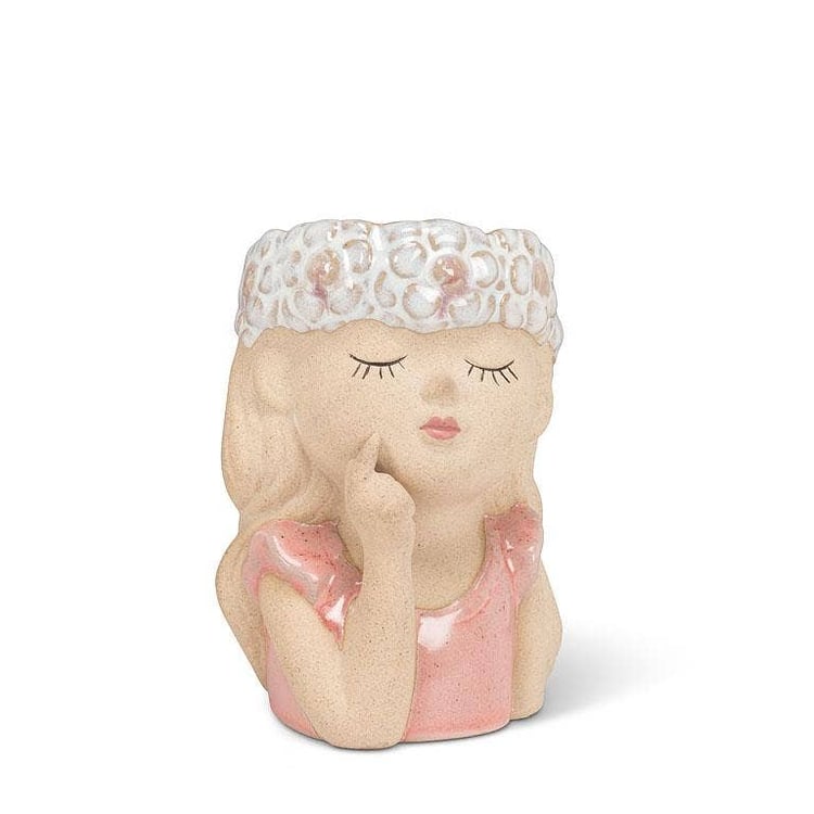 Girl with Flowers Sm Planter-4&quot;H