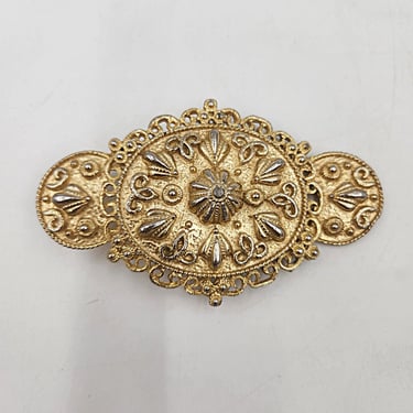 Vintage Statement Belt Buckle | 80's Gold Tone Intricately Embossed Metal 