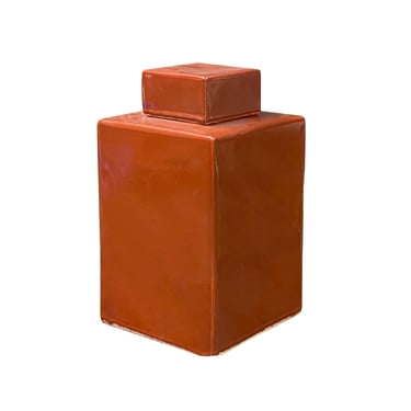 Simple Plain Solid Brick Red Glaze Porcelain Square Vase Jar ws2831E 