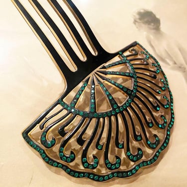 Vintage 1920s Art Deco Green and Blue Rhinestone | Lazy Dog  display picture 1