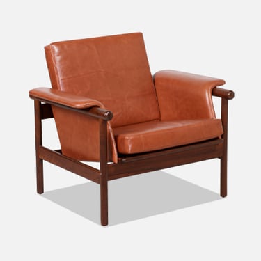 Illum Wikkels\u00f8 Cognac Leather Lounge Chair for Koefoed's M\u00f8belfabrik 
