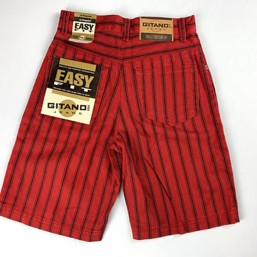 Vintage Gitano Girl’s Red Striped Shorts Size 12R 24” Waist 