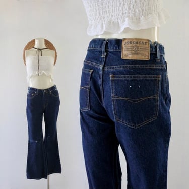 destroyed blue jeans - 3/4 - see pics and details - vintage 90s y2k blue jeans womens distressed rustic denim 26 