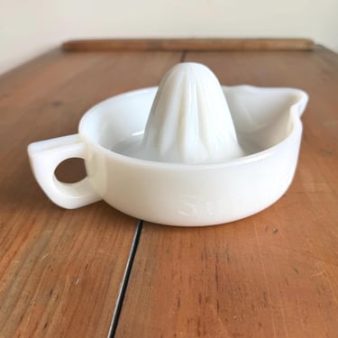 vintage Sunkist milk glass juicer reamer 1940s white cottage kitchen decor 