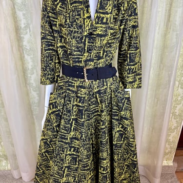 1950's Gritty Neon Shirtwaist Dress