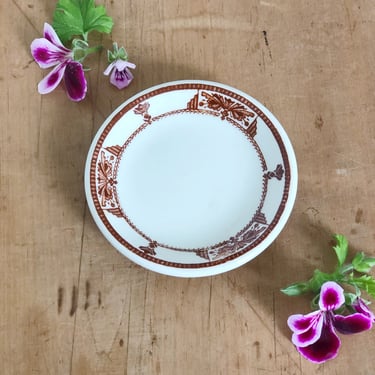 Brown and White Ironstone Butter Pat 