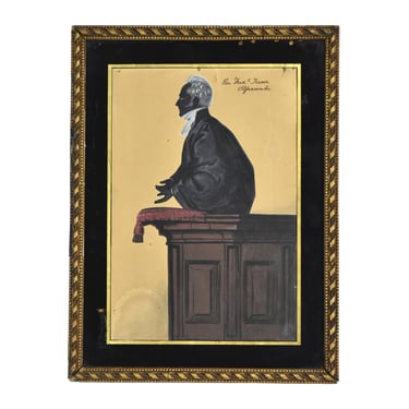 Antique English Silhouette Watercolor Reverend Frederick Trevor Ilfracombe 