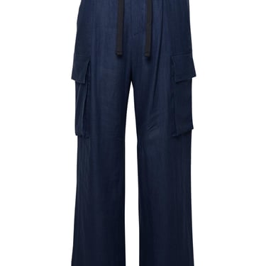 Dolce & Gabbana Blue Linen Cargo Pants Men