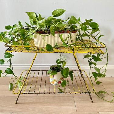 Mid Century Iron & Wire TV Table - Two Tier Plant Stand 